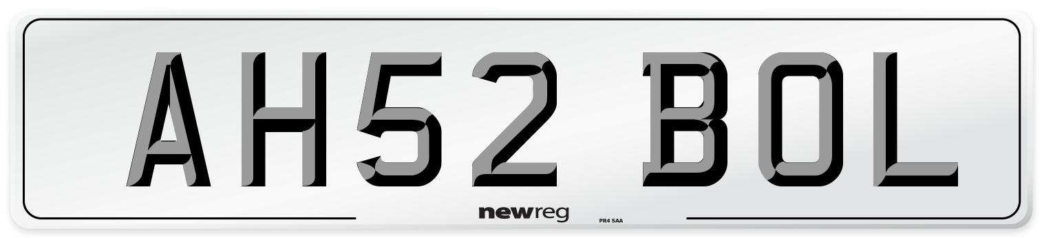 AH52 BOL Number Plate from New Reg